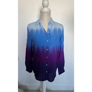 Beach Lunch Lounge Dip Dye Long Sleeve Button Down - XS